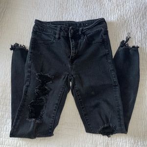 AE black distressed skinny jeans